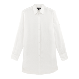 Camicia lunga in lino Bianco vista frontale