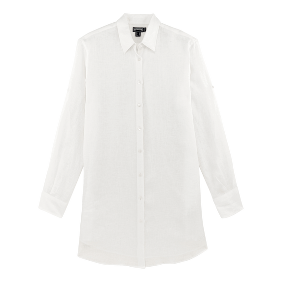 Women Long Linen Shirt Solid | Vilebrequin Website | FRGP601P