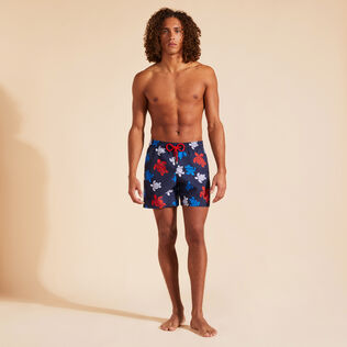 Men Swim Shorts Tortues Multicolores Navy front worn view