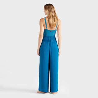 Pantalones de viscosa de pernera ancha para mujer Peacock vista trasera desgastada