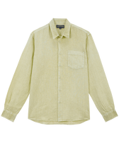 Men Linen Shirt Mineral Dye Lemongrass front view