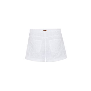 Bermudas de algodón con bordado inglés para mujer Blanco vista trasera