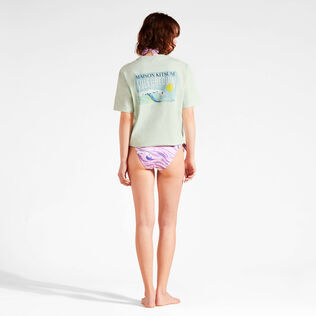 Camiseta de algodón unisex con estampado Wave - Vilebrequin x Maison Kitsuné Ice blue vista trasera desgastada