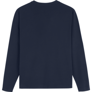 Men Cotton T-Shirt Solid Navy back view