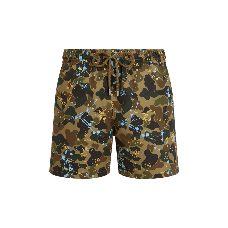 Vilebrequin Men Swim Shorts Camo Splash - Swimming Trunk - Moorea - Brown - Size M