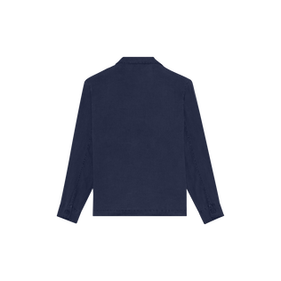 Men Linen Solid Overshirt Navy back view