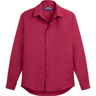 Camisa de lana en color liso para hombre Morado vista frontal