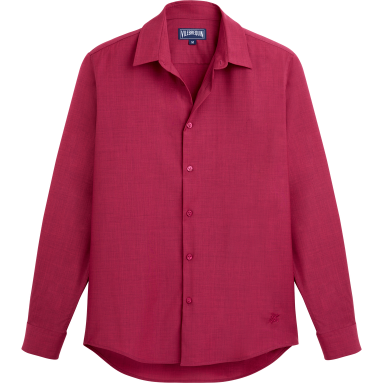 Men Wool Shirt Solid - Cool - Red - Size M - Vilebrequin