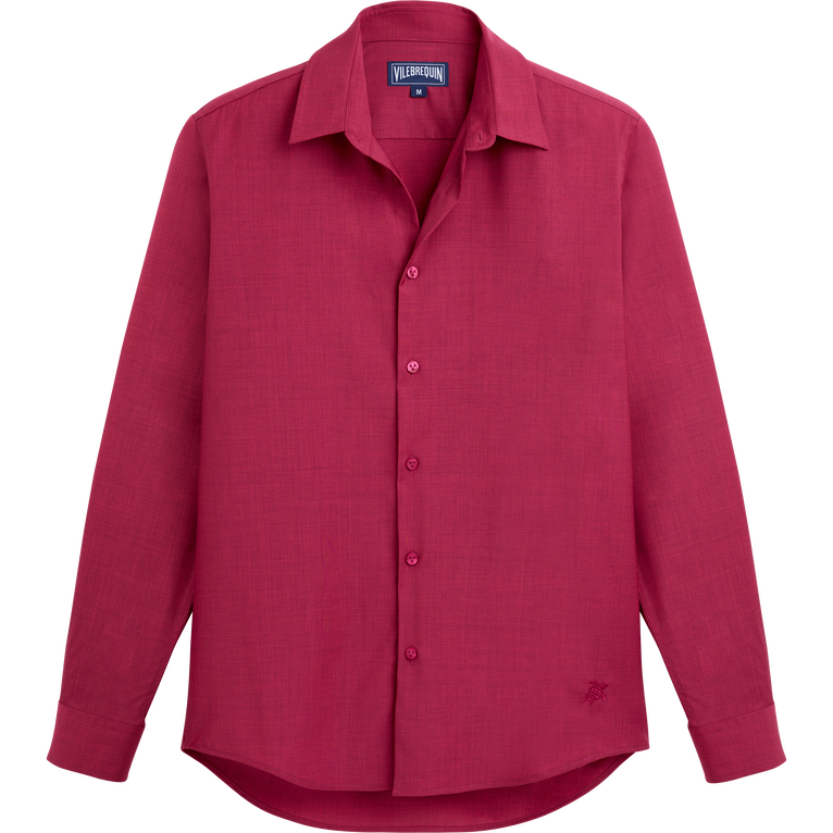 Men Wool Shirt Solid - Shirt - Cool - Red - Size XXXL - Vilebrequin