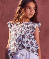 Girls Shirt Provencal Turtle White front worn view