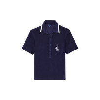 Polo en tejido terry con estampado VBQ Line para mujer Azul marino vista frontal