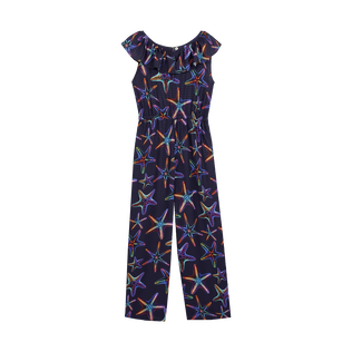 Mono de viscosa con estampado Disco Stars para niña Azul marino vista trasera