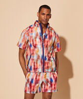 Ikat Flowers Unisex-Wendeweste Multicolor Vorderseite getragene Ansicht