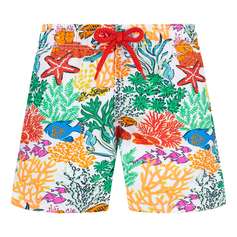 Boys Swim Shorts Fonds Marins Multicolores - Jim - White