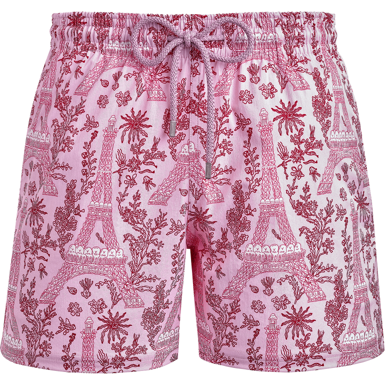 Pantaloncini Mare Uomo Elasticizzati Poulpes Eiffel - Costume Da Bagno - Moorise - Rosa