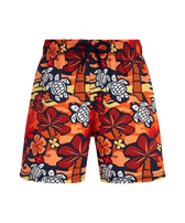 Boys Stretch Swim Shorts Monoi Turtles Apricot front view