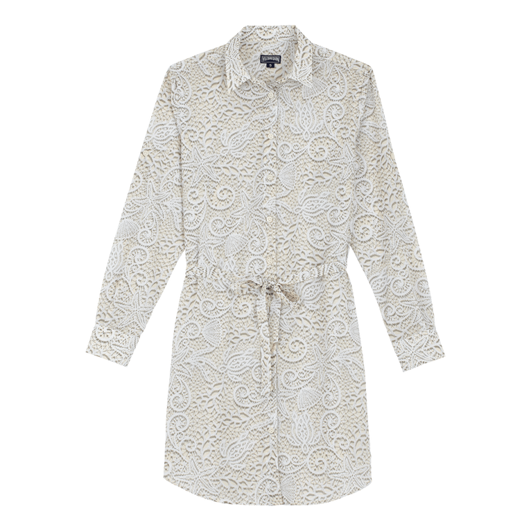 Women Cotton Voile Shirt Dress Dentelles - Florence - White - Size M - Vilebrequin