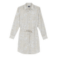 Vestido camisero de gasa de algodón con estampado Dentelles para mujer Blanco vista frontal