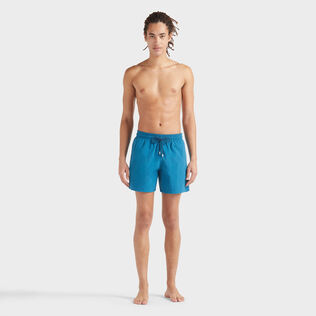 Men Swim Trunks Solid Peacock front worn view