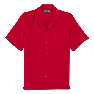 Camisa de bolos de lino de color liso para hombre Moulin rouge vista frontal