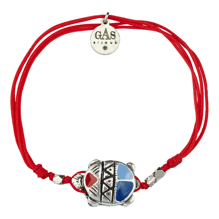 Braccialetto Con Laccetto E Tartaruga Smaltata - Vilebrequin X Gas Bijoux - Bracelet - Tortue - Rosso