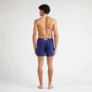 Men Swim Trunks Embroidered Micro Ronde des Tortues Diagonale - Limited Edition Midnight back worn view