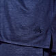Camisa de bolos unisex en lino de color liso Azul marino detalles vista 2