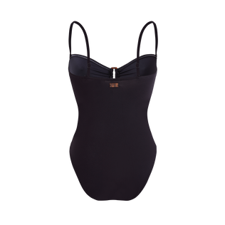 Costume intero donna a fascia tinta unita Nero vista posteriore