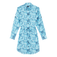 Vestido camisero de gasa de algodón con estampado Flowers Tie & Dye para mujer Azul marino vista frontal