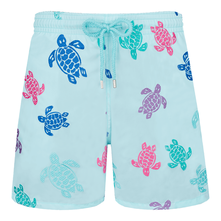 Men Swim Shorts Embroidered Tortue Multicolore - Swimming Trunk - Mistral - Blue