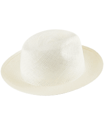 Cappello unisex in paglia naturale tinta unita Panama Sabbia vista frontale