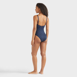 女士 Turtles Monogram 带钢圈连体泳装 Navy 背面穿戴视图