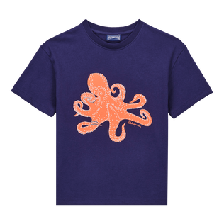 Boys T-Shirt Macro Octopussy Navy front view