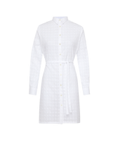 Abito chemisier donna in cotone Broderie Anglaise Bianco vista frontale