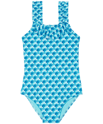 Bañador de una sola pieza con estampado Micro Waves para niña Lazulii blue vista frontal