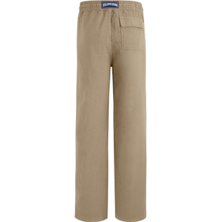 Pantaloni uomo in lino tinta unita Sahara vista posteriore