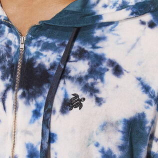 Rough Ocean Tie & Dye Kapuzen-Sweatshirt mit durchgängigem Reißverschluss aus Frottee für Herren Emerald Details Ansicht 2