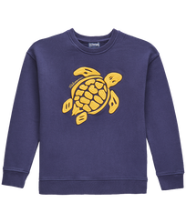Sweatshirt aus Baumwolle mit Rundhalsausschnitt und aufgestickter Schildkröte für Jungen Marineblau Vorderansicht