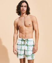 Men Swim Trunks Tie-Dye in Emeraude Emerald front worn view