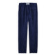 Men Linen Pants Solid Azul marino vista trasera