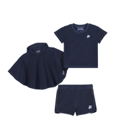Conjunto en tejido terry de color liso para bebé Azul marino vista frontal