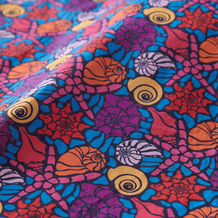 Pañuelo de algodón con estampado Noumea Sea Shells para niña Azul marino detalles vista 1