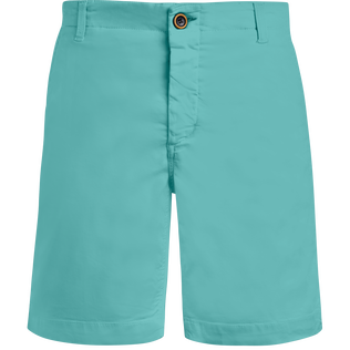 Men Tencel Satin Bermuda Shorts Solid Disco green front view