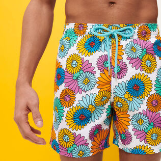Men Swim Trunks Marguerites White details view 2
