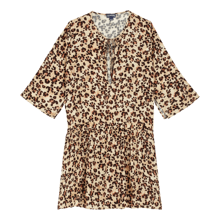 Women Short Dress Turtles Leopard - Lou - Yellow - Size M/L - Vilebrequin