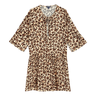 Women Short Dress Turtles Leopard Straw front view