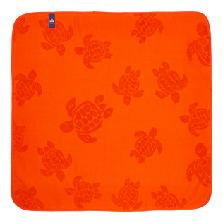 Toalla de playa en Turtle jacquard de color liso para bebé Rust vista trasera