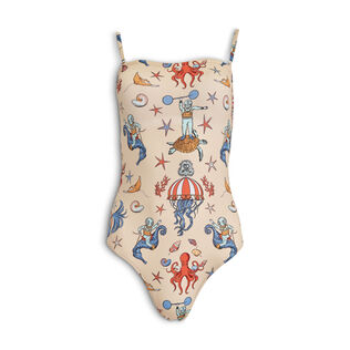 Women Bustier One-piece Swimsuit Aqua Circus - Vilebrequin for St. Regis Pink champagne front view
