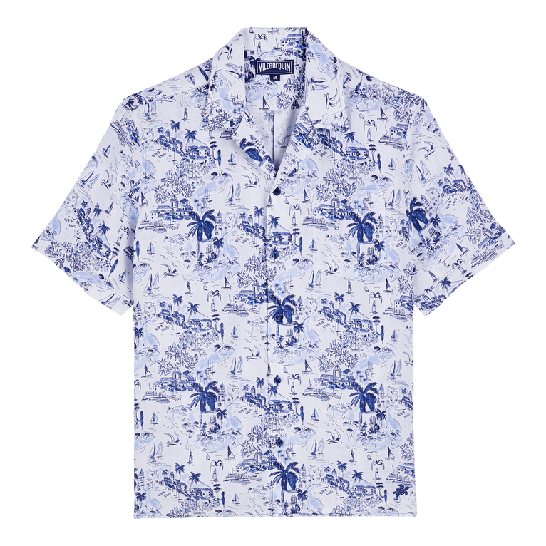 Camicia Bowling Uomo In Lino Riviera - Camicia - Charli - Blu