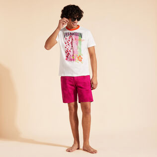 T-shirt uomo in cotone Vilebrequin La Plage from the Sky Off white dettagli vista 1